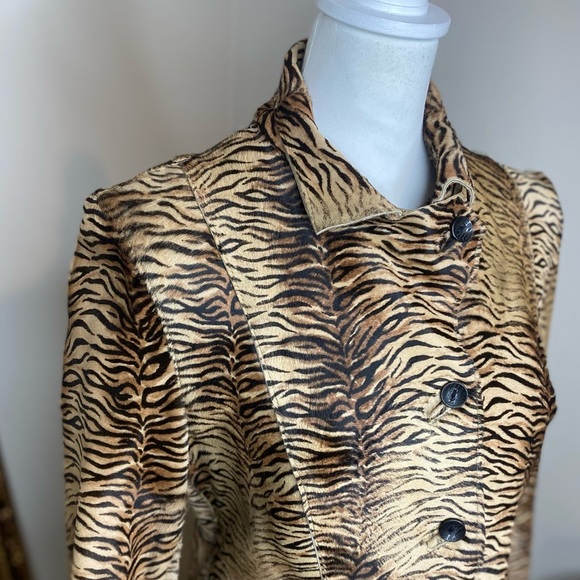 Vintage Roberto Cavalli Animal Print Leather Pony/calf Hair Y2K Coat Sz 44 M - Picture 5 of 15